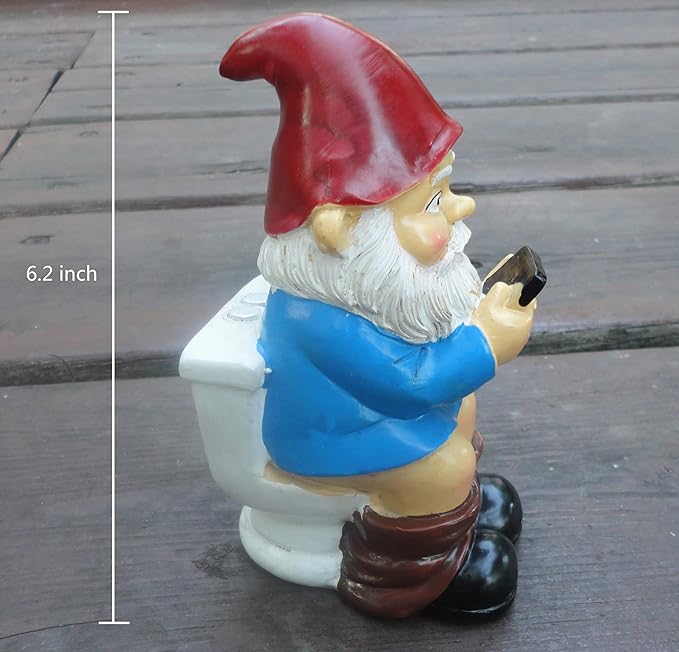 Garden Gnome Statue, Naughty Funny Toilet Gnome, Outdoor Indoor Decoration, Lawn Statue, Patio Porch Decoration, Gift