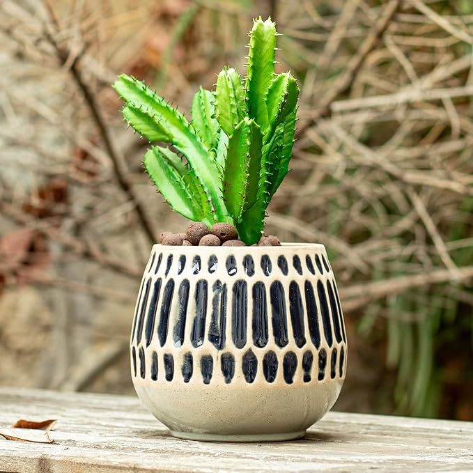 Ceramic Planter 4 Inch Plant Pots Indoor Outdoor Succulent Plant Pot Flower Pots Mid-Century Planter Ceramic Pot