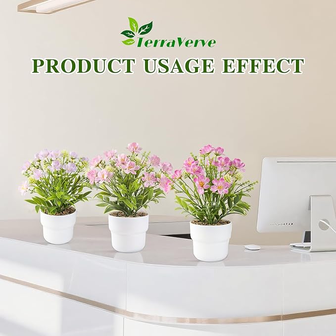 2-Piece Lifelike Potted Artificial Plants | Indoor Artificial Plants for Home Decor, Office Decor, Bedroom, Bathroom & Rustic Style Decoration