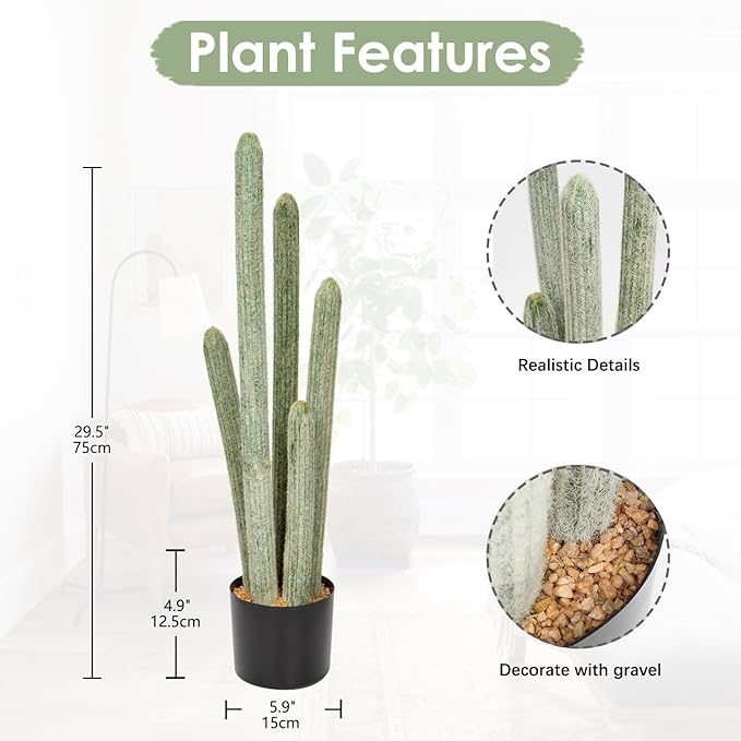 DILATATA 29.5” Tall Fake Cactus Plant Potted Large Cactus 'Old Man Cactus' Big Cacti Plants Artificial Cactus for Home Garden Office Decor Housewarming Gifts Faux Cacti