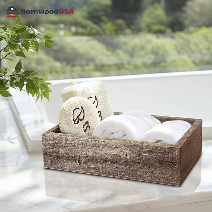 Small Wooden Planter Box – Rustic 1-Pack Wood Window Planter Box Set for Centerpieces & Storage – Durable Wooden Boxes for Decor - Perfect Toilet Basket for Bathroom Organizer