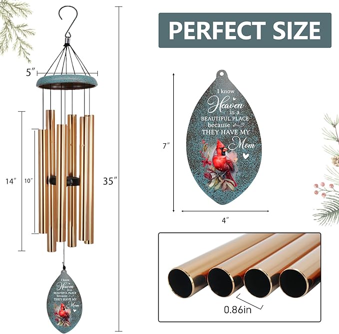 ASTARIN Personalized Name 35" Memorial Wind Chimes for Outside, Metal Sympathy Gifts for Loss of Mother Father Loved One, Bereavement Wind Chime in Memory Gift, Decor Outdoor Garden Patio