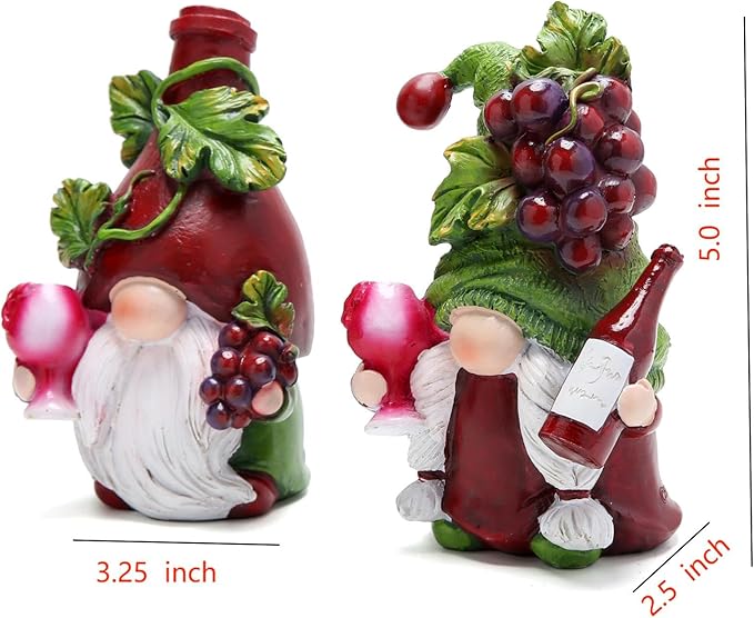 Hodao Red Wine Gnomes Decorations for Home, Home Party Resin Figurines Collectible, Handcrafted Gifts for Wine Enthusiasts, Indoor Outdoor Decor for Dining Tables Kitchen Bar Tabletop Decor