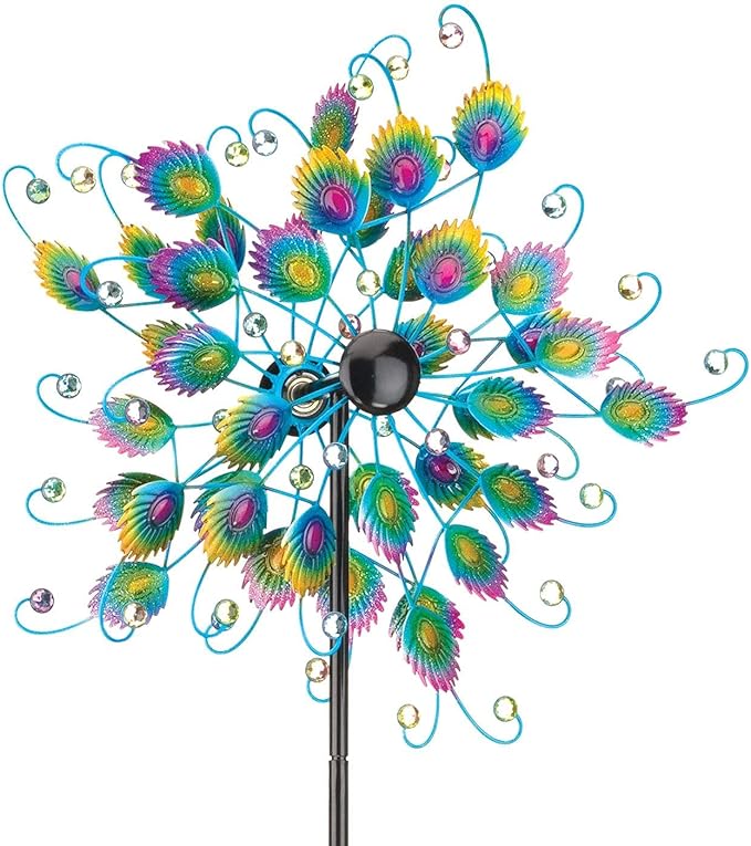 Regal Art & Gift Peacock Wind Spinner – Metal Yard Decorations Outdoor | Kinetic Garden Spinner for Lawn, Pathway, or Flower Bed | Weather-Resistant Outdoor Sculpture -70 Inch