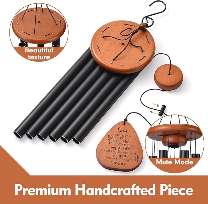 Memorial Sympathy Gifts for Loss of Son, 32" Memorial Wind Chimes for Loss of Son Sympathy Gifts, Remembrance/Bereavement Gifts for Loss of Son, Windchimes in Memory of Son