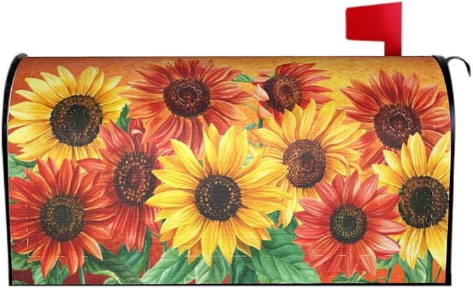 Giwawa Sunflower Mailbox Cover Autumn Mail Box Covers Fall Mailbox Covers Magnetic Standard Size 18 x 21 Thanksgiving Decorations Outdoor Welcome Mailbox Wrap