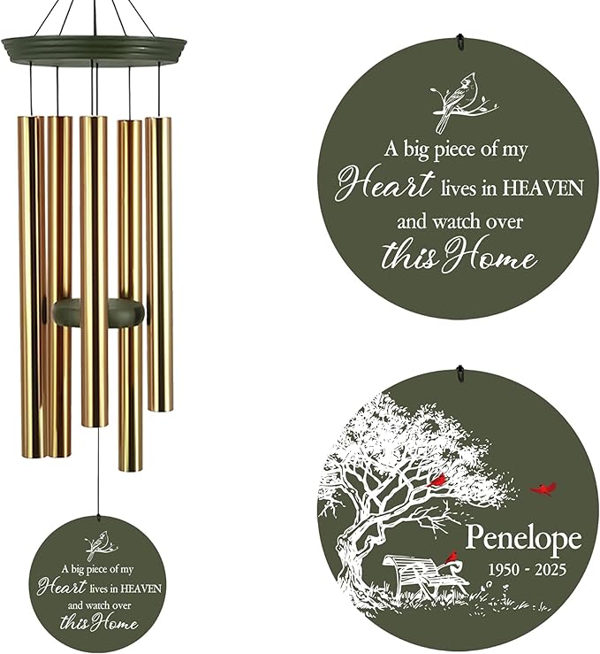 ASTARIN Personalized Wind Chimes Memorial, 30/36 in Cardinal Memorial Wind Chimes, Life Tree Custom Sympathy Gifts in Loving Memory of Mom/Dad, Wind Chime for Loss of Loved Ones(Produced in USA)