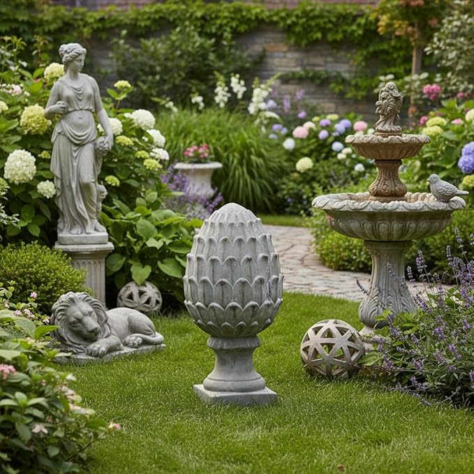 Urban Trends Cement Artichoke Figurine on Base with Concrete Finish, Decorative Sculptural Accent in Gray