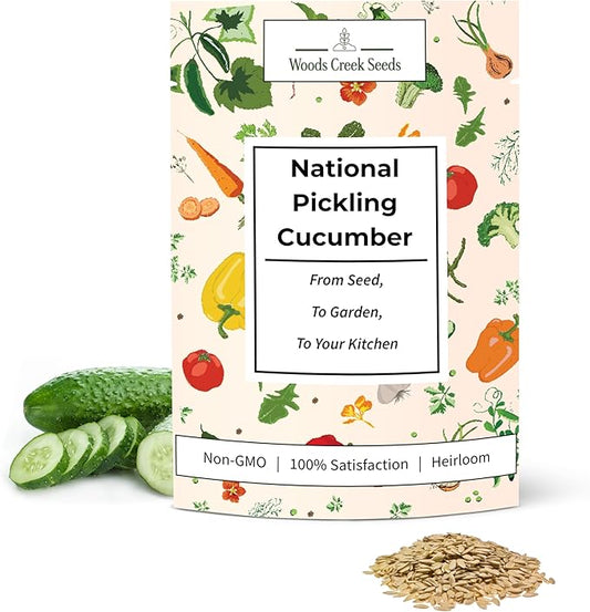 Woods Creek Seeds: National Pickling Cucumber Seeds for Planting - Over 90 Heirloom Cucumber Seed Pack - Non-GMO Pickling Cucumbers for Planting Indoors or Outdoors