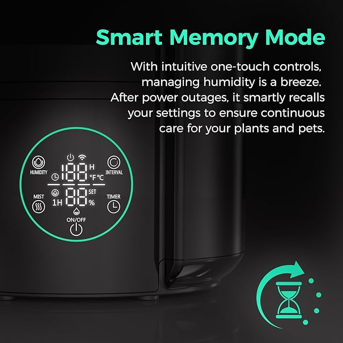 6L/1.59Gal Humidifier for Plants, Reptile Fogger Mister with Precise Temp & Humidity Probe/Expandable Hose, Smart Humidifier for Grow Tent, Mushroom, Houseplants, Reptile Tank 24H Timer