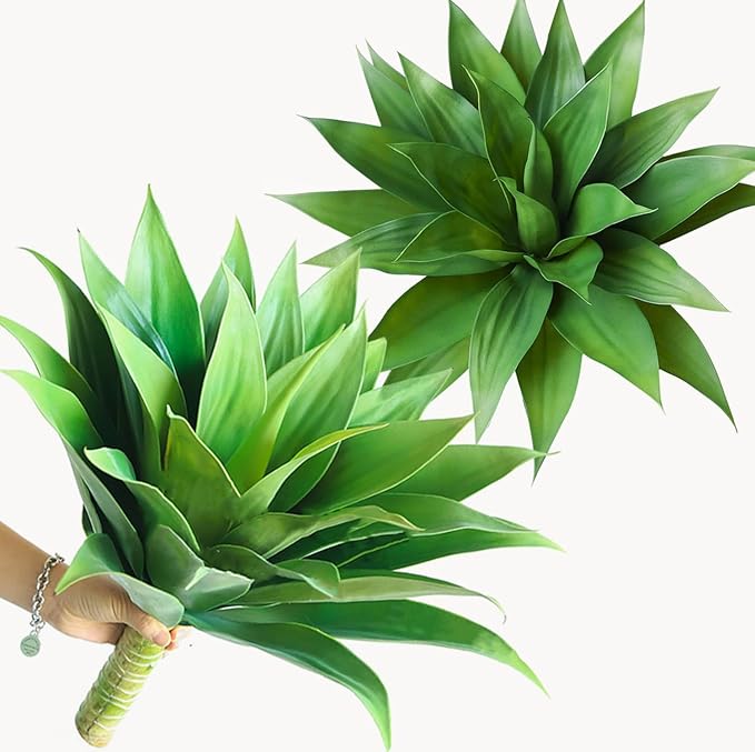 CXGS Artificial Agave Plant Large Fake Plants 2 Pack 28 Inch Faux Plants UV Resistant Agaves Greenery for Home Indoor and Outdoor Decor