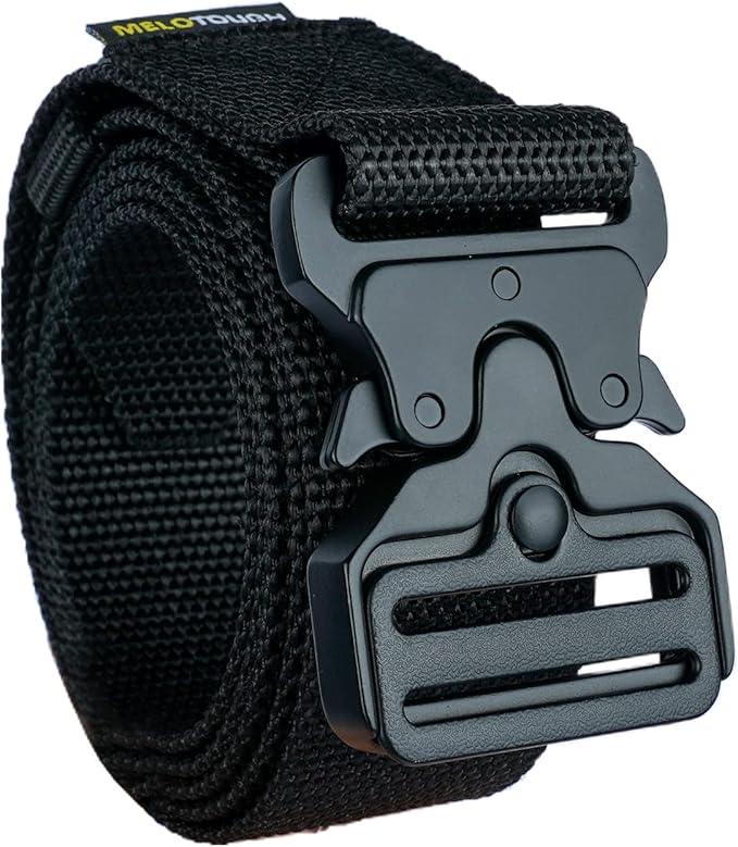 MELOTOUGH Quick Release Tool Belt 1.5 Inch Web Work Tool Belt with Heavy Duty Metal Buckle for Tool Pouch, Construction, Electrical (Black)