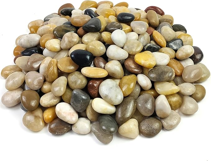 Pebbles for Indoor Plants, Natural Polished River Rocks, Small Decorative Mixed Color Stones for Planters Vase Fish Tank Aquariums Landscaping Garden, 10lbs