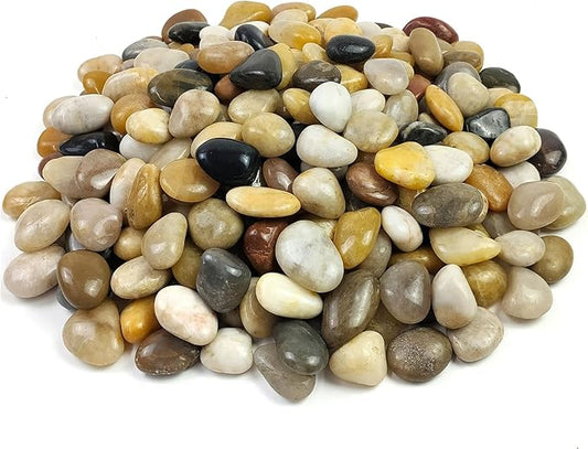 River Rocks for Landscaping, Natural Polished Pebbles for Indoor Plants, Small Decorative Mixed Color Stones for Vase Fish Tank Aquariums Landscaping Garden, 20lbs
