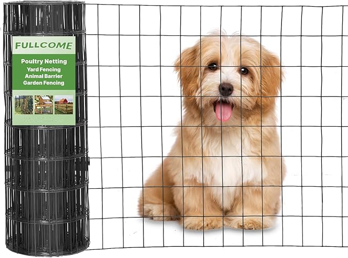 PVC Coated Welded Wire Mesh Fence Roll - 2x3 Inch Mesh, 16 Gauge, Black - for Garden Fence, Pet Cage, Animal Barrier, Farm and Poultry Enclosure (36''×50')