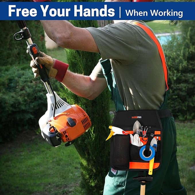 Garden Tool Belt, 6 Pocket Gardening Tool Waist Pouch with Adjustable Waist Strap, Gardening Belt Apron for Men Women
