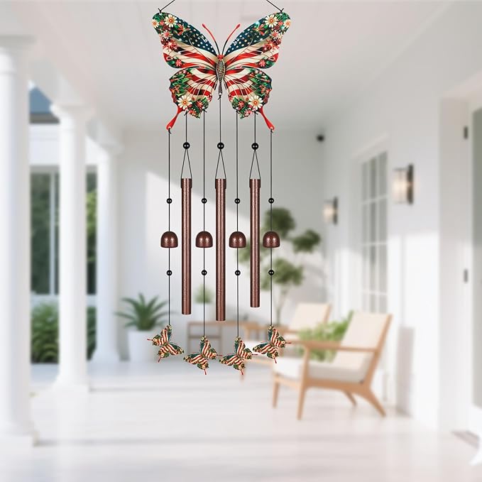 Metal Colorful Butterfly Wind Chimes for Outside to Create a Zen Atmosphere Suitable for Outdoor Garden Patio Home Decor,Melodious Melodic Tones Suitable as A Birthday for Women Mom