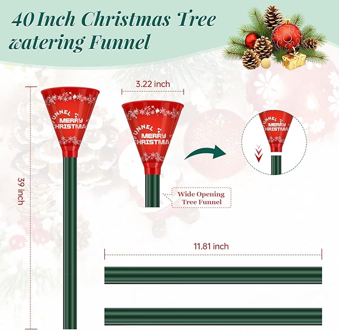 Christmas Tree Watering Funnel - 39 Inch Funnel, Reusable Design, Makes Watering Your Live Tree a Snap!
