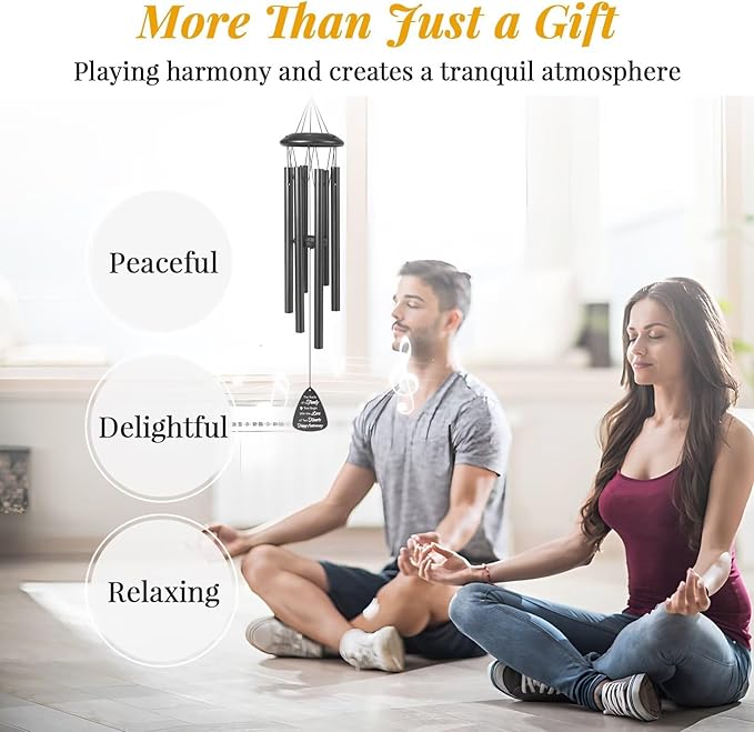 Happy Anniversary Wind Chimes Gifts for Men Women,Romantic Anniversary for Couples, Wife, Husband, Parents, Friends, Happy Anniversaries Decorations, 25'' Wind Chimes Black Gifts