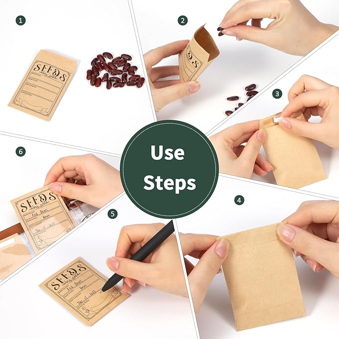 Garden Seed Storage Organizer Binder - 150 Resealable Seed Envelopes Brown Shell with 40 Sheet Protectors for Efficient Seed Packet Organization - Green