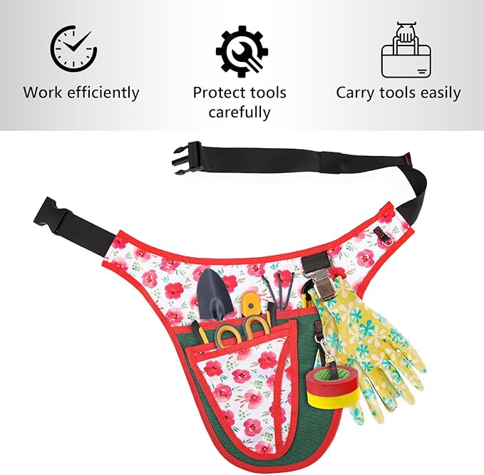 Garden Tool Belt for Women,Multi Pockets Garden Apron for Men,Gardening Tool Belt,Utility Belt Women,Tool Apron Organizer,Adjustable Belt