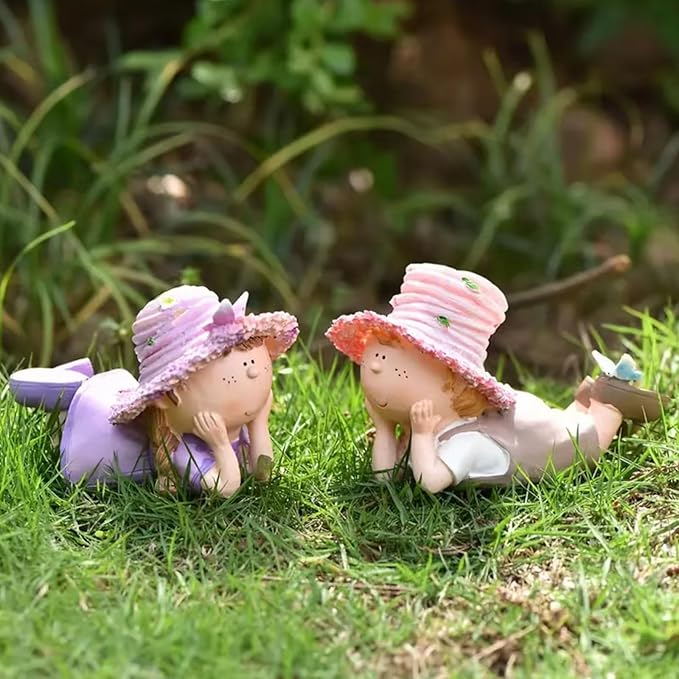 Lavender Outdoor Garden Resin Statues, Couple Boy & Girl Figurines, Perfect for Patio, Garden, Courtyard Decoration, Love - Themed Home Decor, Ideal Gift for Mom, Dad, Friends