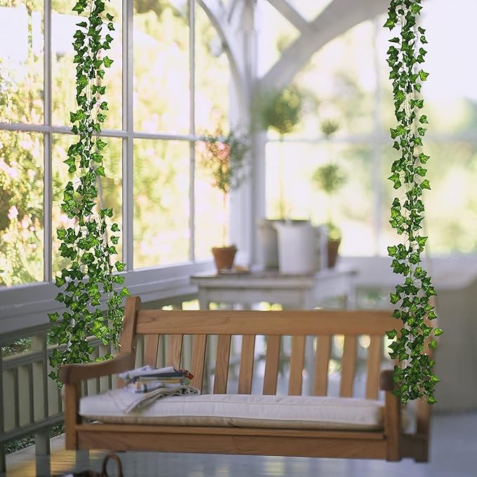 Unilove 84 feet 12 Pack Fake Vines Artificial Ivy Leaves Plants Hanging Greenery Plant Garland for Bedroom Office Wall Decor Indoor Outdoors (84Ft Ivy Leaves)