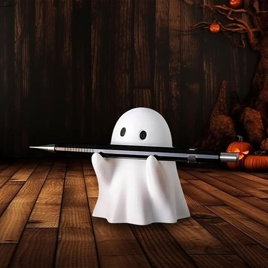 Halloween Ghost Figurine, Funny Resin Pen Holder Ghost Statue, Cute Decor for Halloween Decorations Desk Indoor and Porch Spooky Home Decor