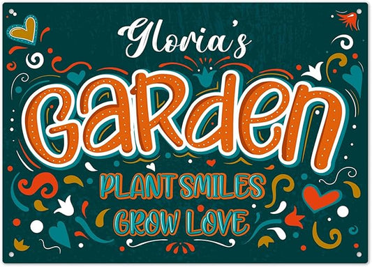 Custom Garden Signs, Personalized Sign For Garden, For Christmas, Mom, Her Or Girlfriend Sign, 10x14 Inches, Rust Free .040 Aluminum, Fade Resistant, Made in USA by Sigo Signs