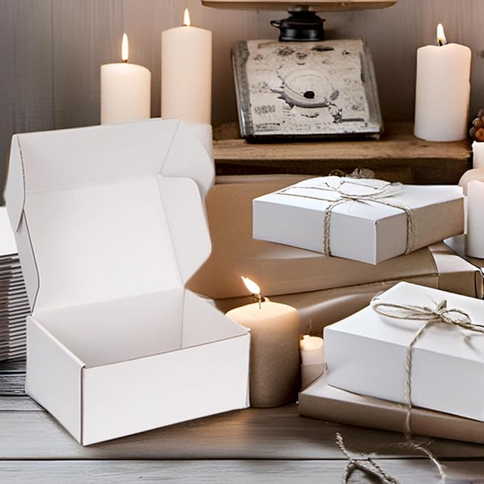 Small Shipping Boxes 9x6x4 Inch (25 Pack) - Sturdy White Corrugated Cardboard Boxes for Small Business, Ecommerce, Mailing & Packaging | Recyclable Gift & Storage Boxes