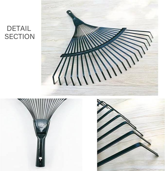 Landscape Rake,Rake Head Replacement Rakes for Lawns,Garden Rakes Head Replacements 22 Teeth Steel Fan Leaf for Lawn Yard Flowers Beds Farm Gardening,with Gloves (16.54 X 15.75 in)