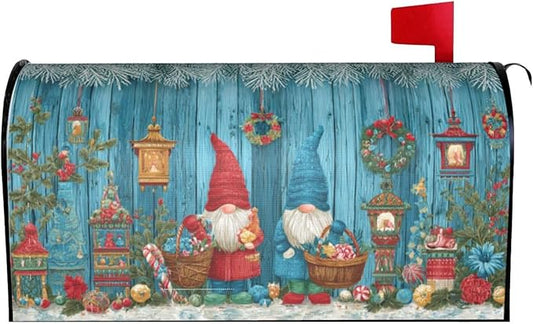 Christmas Gnomes Mailbox Covers Magnetic Letterbox Covers 21x18 Inch for Garden Outdoor Decoration