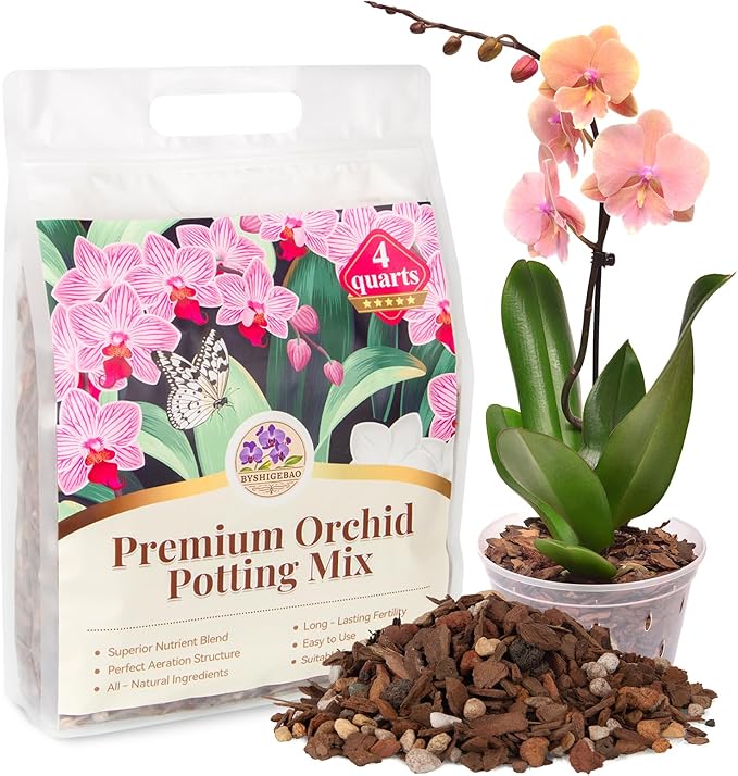 Orchid Bark Potting Mix with Pine Bark and Perlite, Fast Draining Orchid Soil for Healthy Roots, Ideal for Repotting Orchid and Orchid Bark for Indoor Plants (4 Quarts)