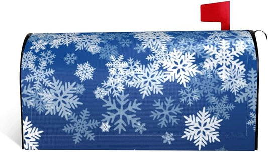DADABULIU Mailbox Covers Snowflake Blue Winter Christmas Magnetic Letter Post Box Cover Standard Size 21 x 18 Inch Garden Yard Home Decorative