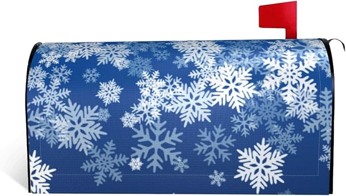 DADABULIU Mailbox Covers Snowflake Blue Winter Christmas Magnetic Letter Post Box Cover Standard Size 25.5 x 21 Inch Garden Yard Home Decorative