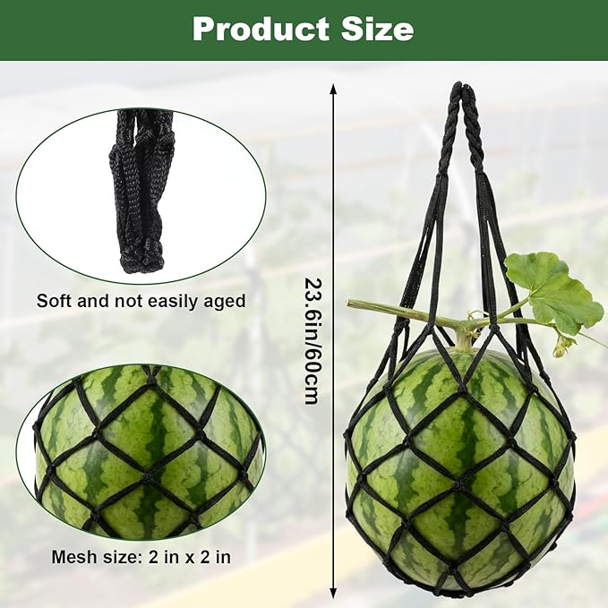 10 Pack Melon Hammock Watermelon Nets,Heavy Duty Garden Trellis for Cantaloupe Pumpkin Support,Vertical Garden Hanging Bag, Black