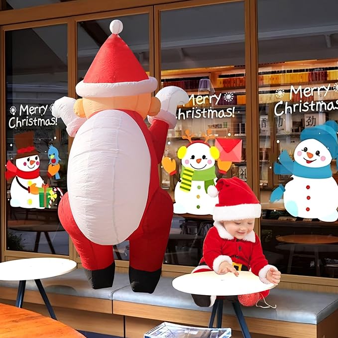 6.6FT Christmas Inflatable Climbing Santa with Build-in LEDs, Hanging Inflatable Christmas Yard Decorations, Climbing Santa Claus with Gift Bag for Window Wall Outdoor Xmas New Year