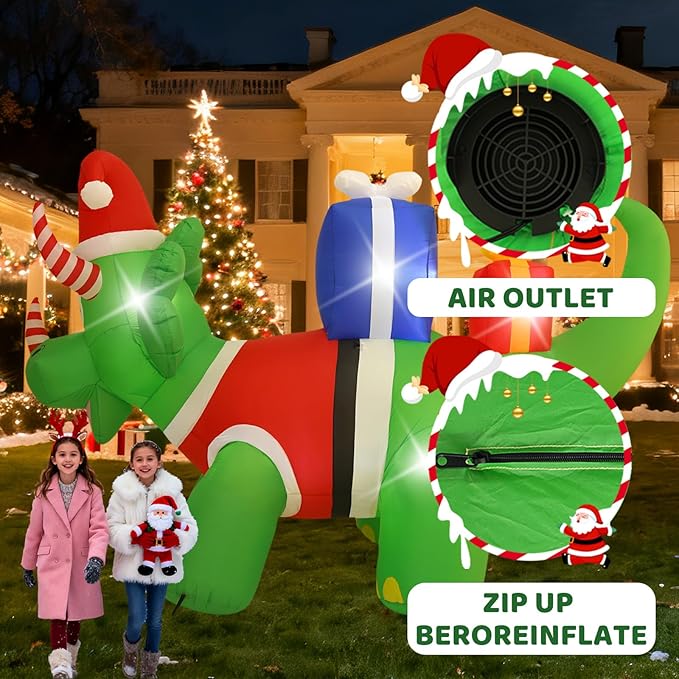 13FT Triceratops Inflatable Decoration with Built-in LED Lights, Christmas Outdoor Inflatable Decoration for Lawn, Yard, Garden, Patio