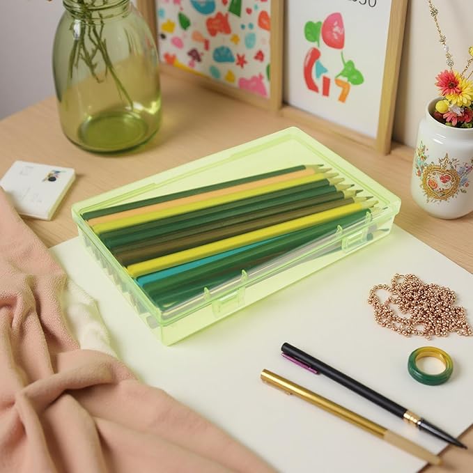 Goodma 24 Pieces Mixed Sizes Colored Rectangular Plastic Boxes Empty Storage Organizer Containers with Hinged Lids for Small Items and Other Craft Projects