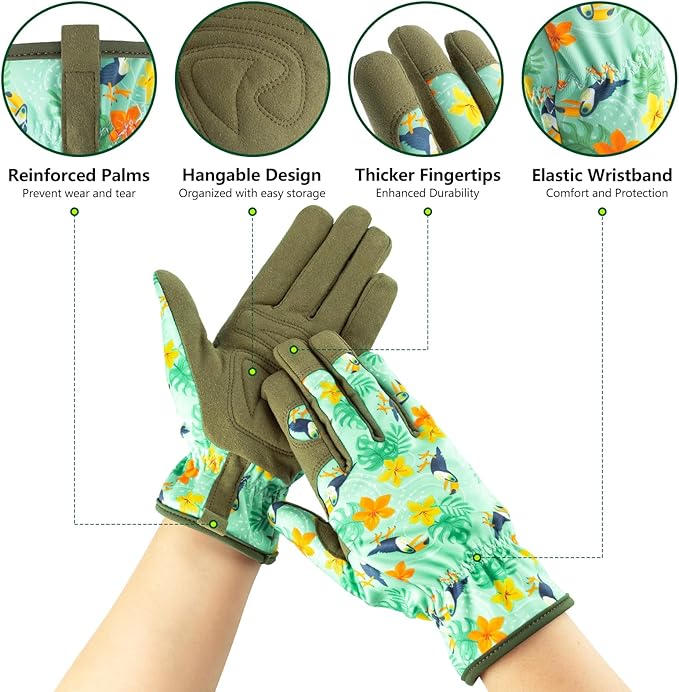 Garden Gloves for Women, Leather Garden Glove for Women Thorn Proof No Stab for Gardening, Weeding, Working, Digging, Planting, Pruning