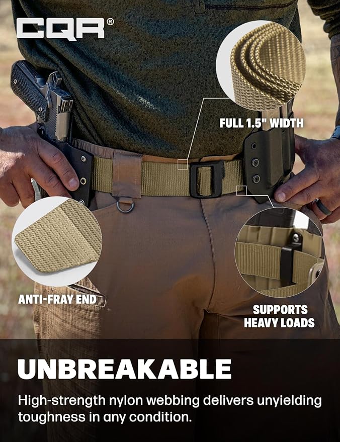 CQR Tactical Belt, Military Style Heavy Duty Belt, Webbing EDC Quick-Release Buckle