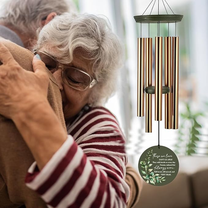 Personalized Sympathy Wind Chimes, 36inch Memorial Wind Chimes for Loss of Loved Dad/Mom, Memorial Bereavement Gifts for Funeral, in Loving Memory Windchime Outside (Produced in USA)