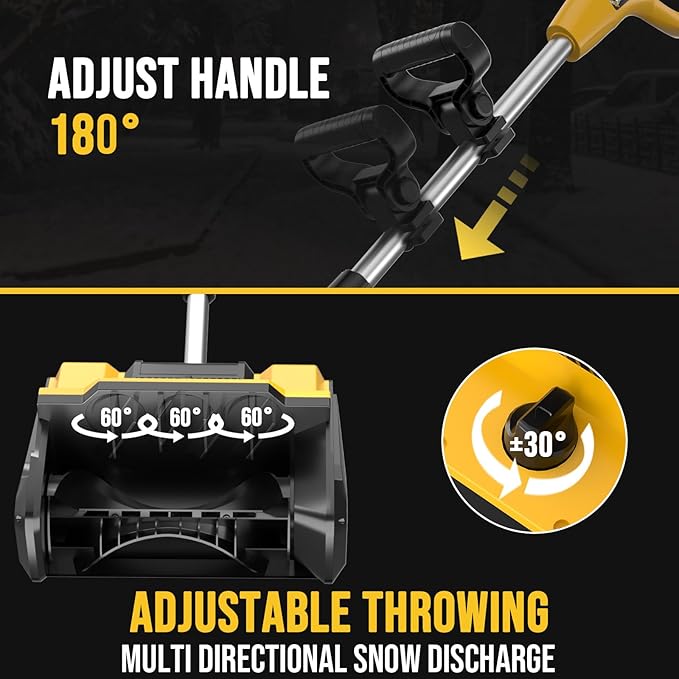 20V 13-Inch Cordless Brushless Snow Shovel, Cordless Snow Blower with Two 4Ah Battery, Battery Snow Blower with Directional Plate & Adjustable Front Handle (2 * 4Ah Battery & Quick Charger Included)