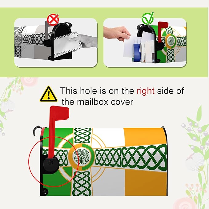St. Patrick's Day Mailbox Cover Celtic Irish Flag Clover Oversized Mail Box Wrap Farmhouse Home Magnetic Mailbox Covers Shamrocks Mailboxs Post Box Covers Wraps Large Size 25.5 X 21 Inch