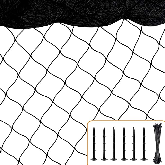 Bird Netting 25'x100' with 2.4" Square Mesh Chicken Coop Nettings, Poultry Netting Heavy Duty Nylon Nettings, Hawk Net for Chicken Run, Deer Fence Garden Fruit Tree Net
