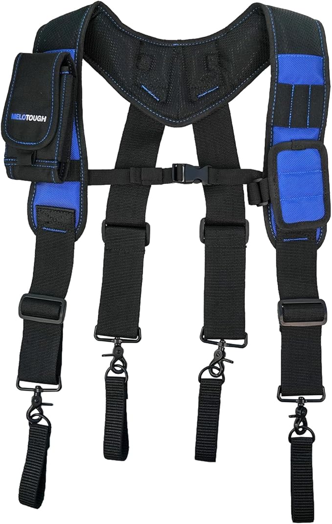MELOTOUGH Magnetic Tool Belt Suspenders with Magnetic WristBand for Work Belt Padded Suspenders Constrcution
