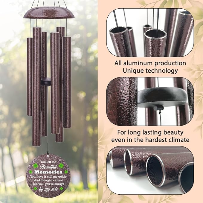 Personalized Memorial Wind Chime, Sympathy Wind Chimes for Loss of Loved One, Bereavement & in Memory Wind Chimes, Sympathy Gifts in Memory of Father, Mother or a Loved One, Product in USA