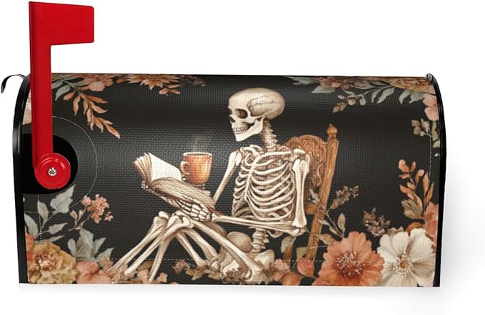 DADABULIU Mailbox Covers Skull Flower Book Boho Magnetic Letter Post Box Cover Standard Size 21 x 18 Inch Garden Yard Home Decorative