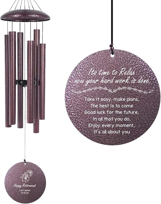 Personalized Retirement Wind Chimes, Retirement Gifts 2024, Retirement Gift for Women, Wind Chime Outdoor, Retirement Gifts for Teacher, Coworkers,Nurse(36 inch