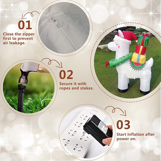 5FT H Lovely Christmas Inflatable Alpaca with Gift Bags and Christmas Wreath Built-in LEDs,Adorable Christmas Inflatable Llama Blow Up for Christmas Party Indoor Outdoor Yard Garden